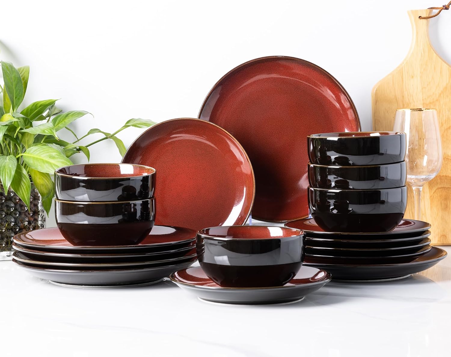 LeRatio Ceramic Dinnerware Set (Red)