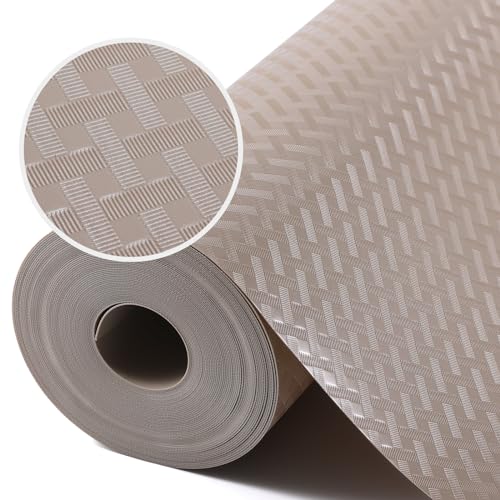 Beige Shelf Liners for Kitchen Cabinets Refrigerator Liners Waterproof & Oil-Proof Kitchen Cupboard Liner Drawer Mats EVA Material Non Adhesive Fridge Liner for Shelves 11.8 x 393.7 Inches