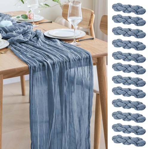 Asee'm Dusty Blue Cheesecloth Runner