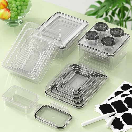 5.4L/183oz Large Food Storage Containers with Lids Airtight, 4 Pack Flour Sugar Storage Containers, Plastic Canisters Sets for Flour, Sugar, Rice, Baking Supplies, with Labels & Maker