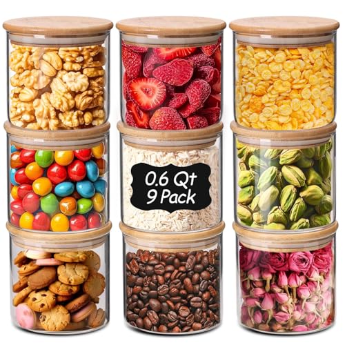 ComSaf 0.6 Qt Glass Jars Set of 9