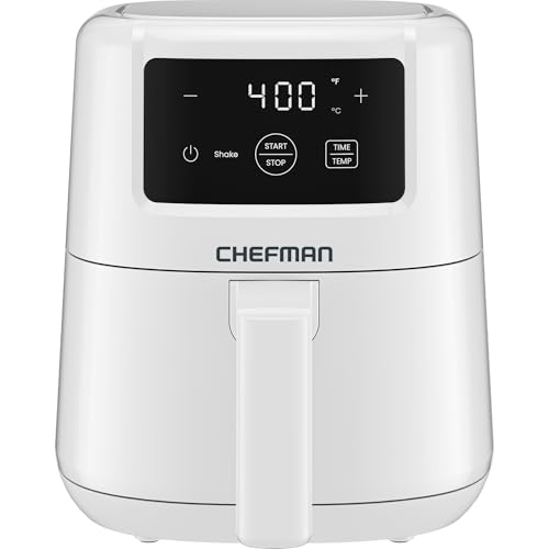 CHEFMAN 2 Qt Mini Air Fryer Digital Space-Saving Compact Air Fryer with Nonstick and Dishwasher Safe Basket, Quick & Easy Meals in Minutes, Features Digital Timer and Shake Reminder  White