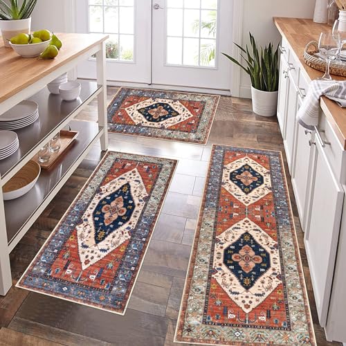 Pauwer 3 Piece Kitchen Mats (Rust)