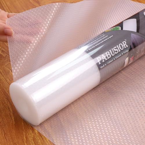 Shelf Liners for Kitchen Cabinets Large: 30 Inch Wide x 20 FT Long Waterproof Clear Under Sink Mat - Non-Adhesive Easy to Cut Drawer Liner for Pantry Shelves Refrigerator Translucence