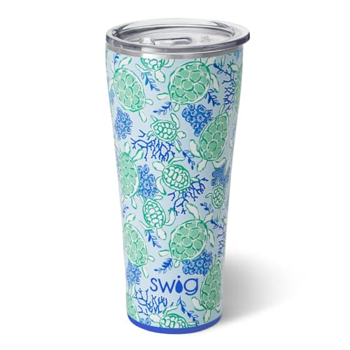 Swig Life XL 32oz Tumbler, Insulated Coffee Tumbler with Lid, Cup Holder Friendly, Dishwasher Safe, Stainless Steel, Extra Large Travel Mugs Insulated for Hot and Cold Drinks (Shell Yeah)