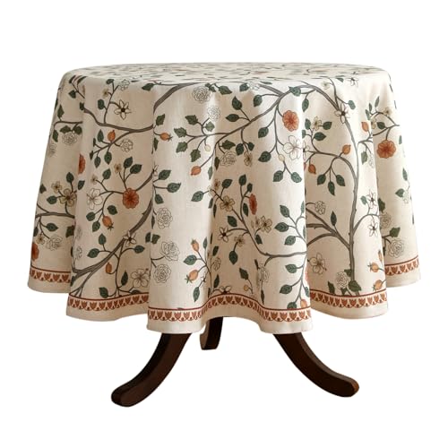 Designer Floral Small Round Tablecloth, Flora A