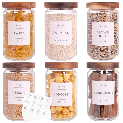 6 Set Glass Pantry Storage Jars