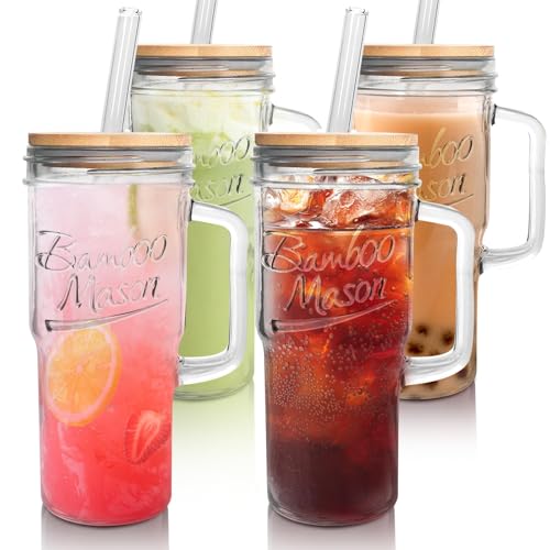 ANOTION 24 oz Mason Jar Tumbler Set