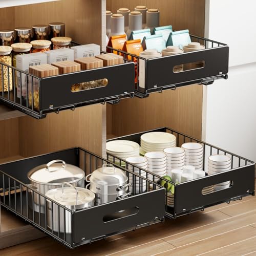 2 Pack Pull Out Cabinet Organizer, Mustorn