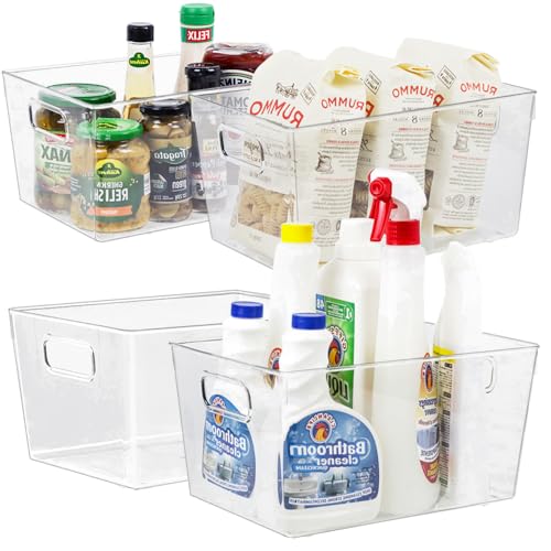 ZEXALOR 4pcs Clear Storage Bins