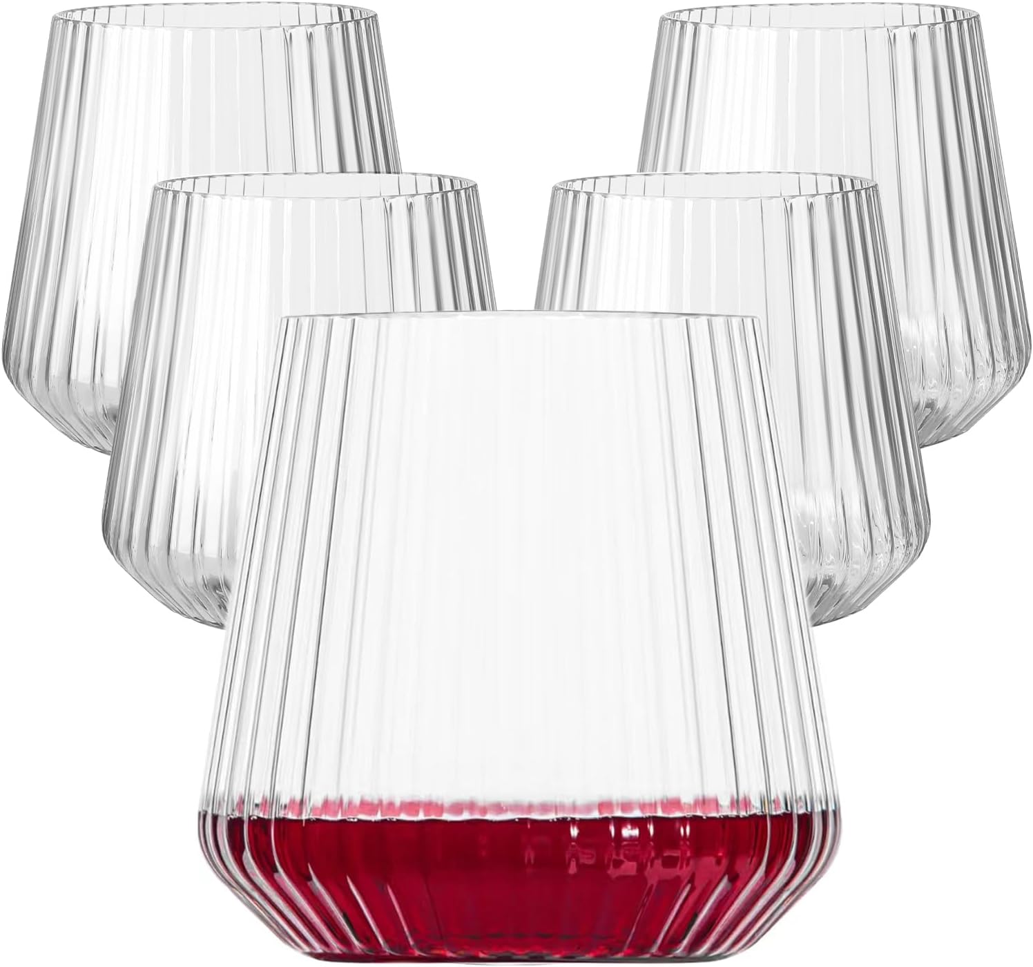 40 Pack Plastic Ribbed 14Oz Wine Glasses