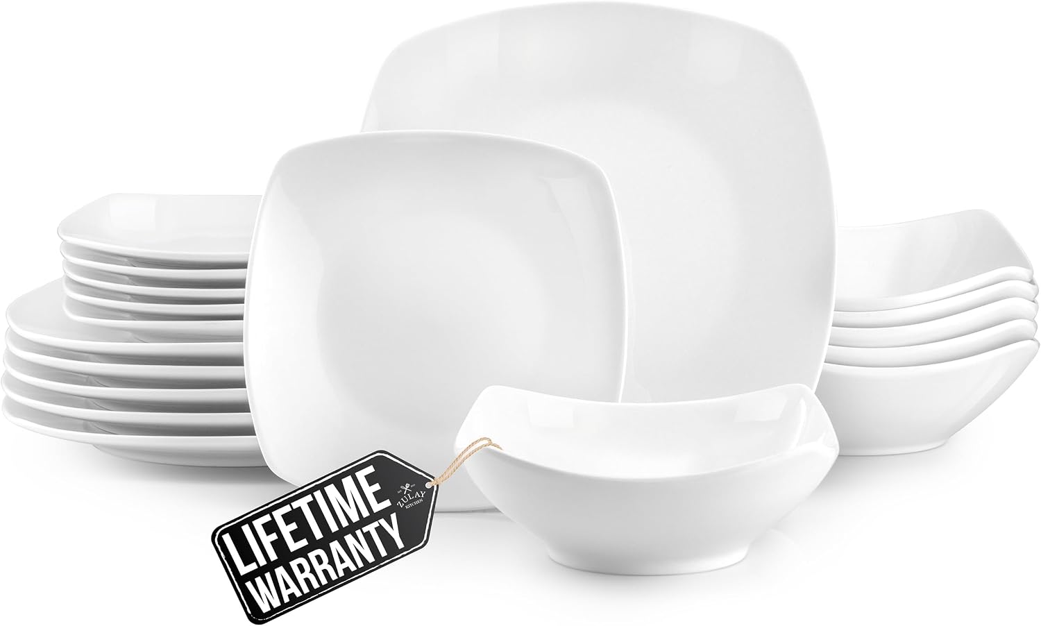 Zulay Kitchen Luna 18-Piece Porcelain Set