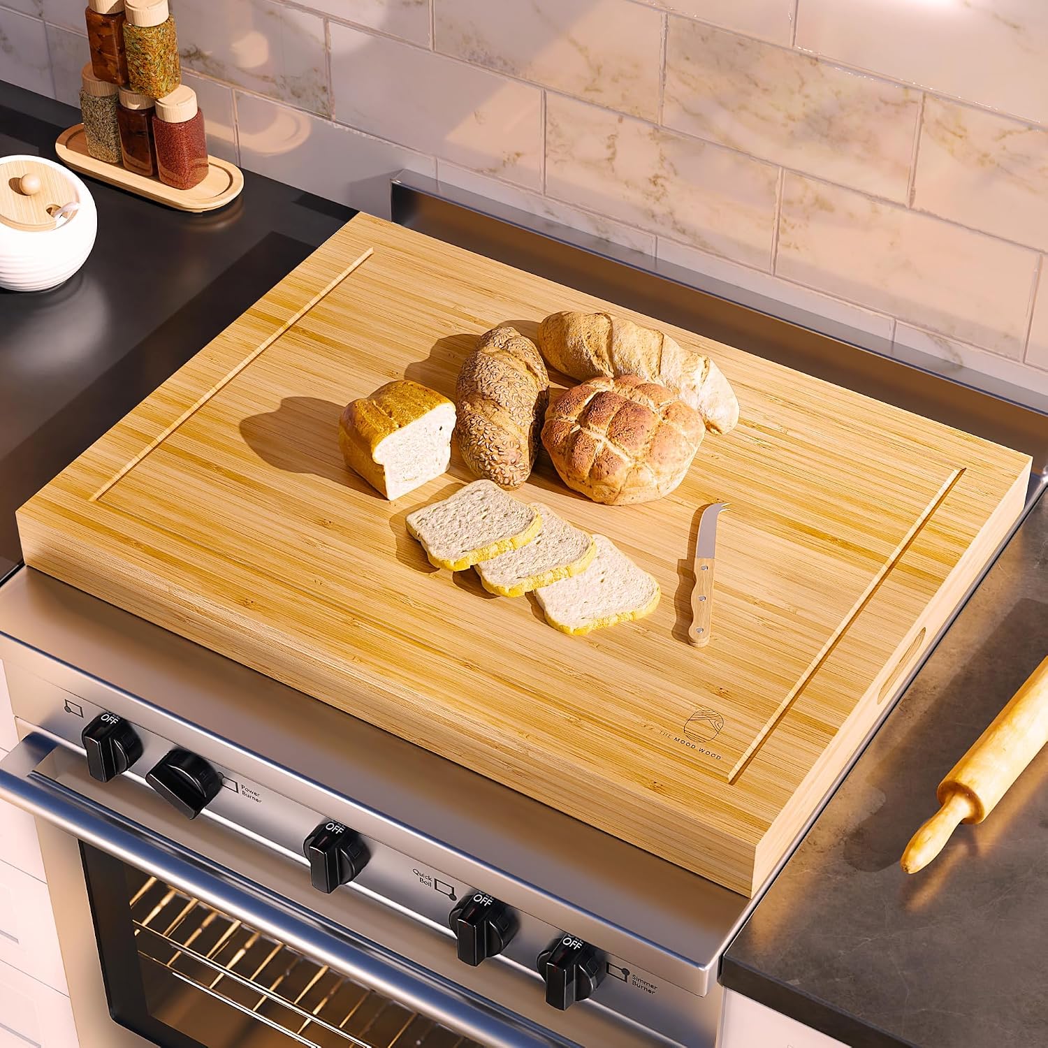 Noodle Board Bamboo Stove Cover
