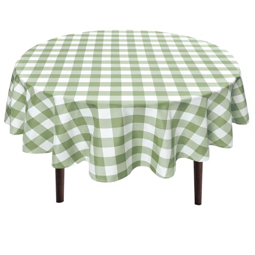 Hiasan Checkered Round Tablecloth 120 Inch (Sage)