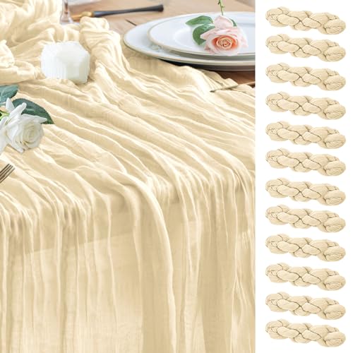 Wokceer Cheesecloth Table Runner (Beige)