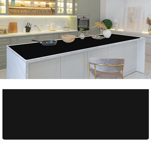 Hushee Silicone Mats for Kitchen Counter in Roll 120'' x 24'' Nonslip Cuttable Heat Resistant Mat for Kitchen Countertop Placemat(Black)