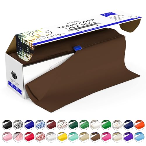 Grandipity Plastic Tablecloth Roll - 54in x 300 Ft. Brown Plastic Table Cloths for Parties Disposable with Cutter Box - Cut to Size Disposable Tablecloth Table Cover for Rectangle & Round