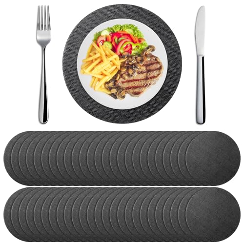Yunlly Burlap Round Placemats (Black)