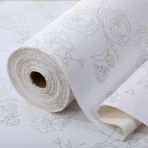 Shelf Drawer Liner for Kitchen Cabinets Non-Adhesive Shelf Liner Paper Non-Slip Strong Grip Drawer Liner Cabinet Liners Thickened Easy to Clean for Tool Box Pantry (Rose,17.5In x 20FT), Gray