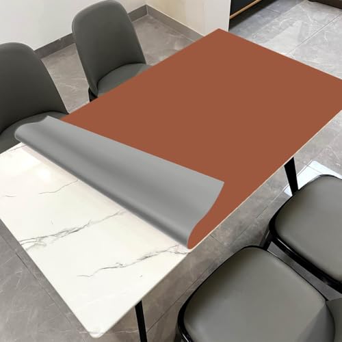 Leather Table Cover,1.8mm Thick,48x72 Inch Table Protector,Table Protector for Dining Room Table,Dining Table Cover,Table Protectors for Rectangle Tables(Brown+Gray,48x72)