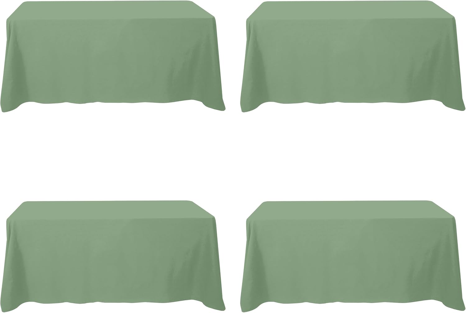 BRILLMAX 4 Pack Sage Green Tablecloths 90 x 132 Inch