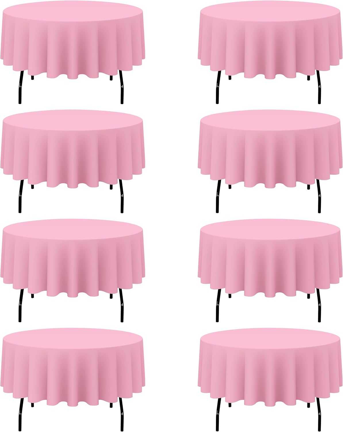 BRILLMAX 8 Pack Pink Round Tablecloths 90 Inch - Circle Bulk Linen Polyester Fabric Washable Table Cloth Cover for Wedding Reception Banquet Birthday Party Buffet Restaurant