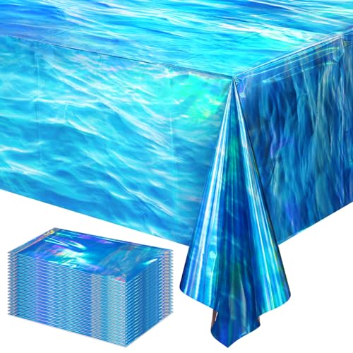 24 Pcs Iridescent Waves Tablecloths (Blue)