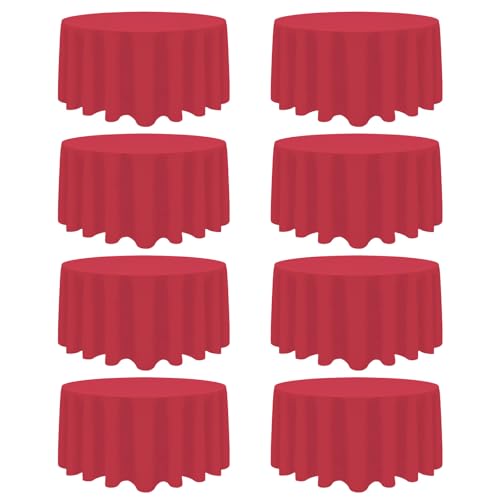 Heneger 8 Pack Red Round Tablecloth 90 Inch