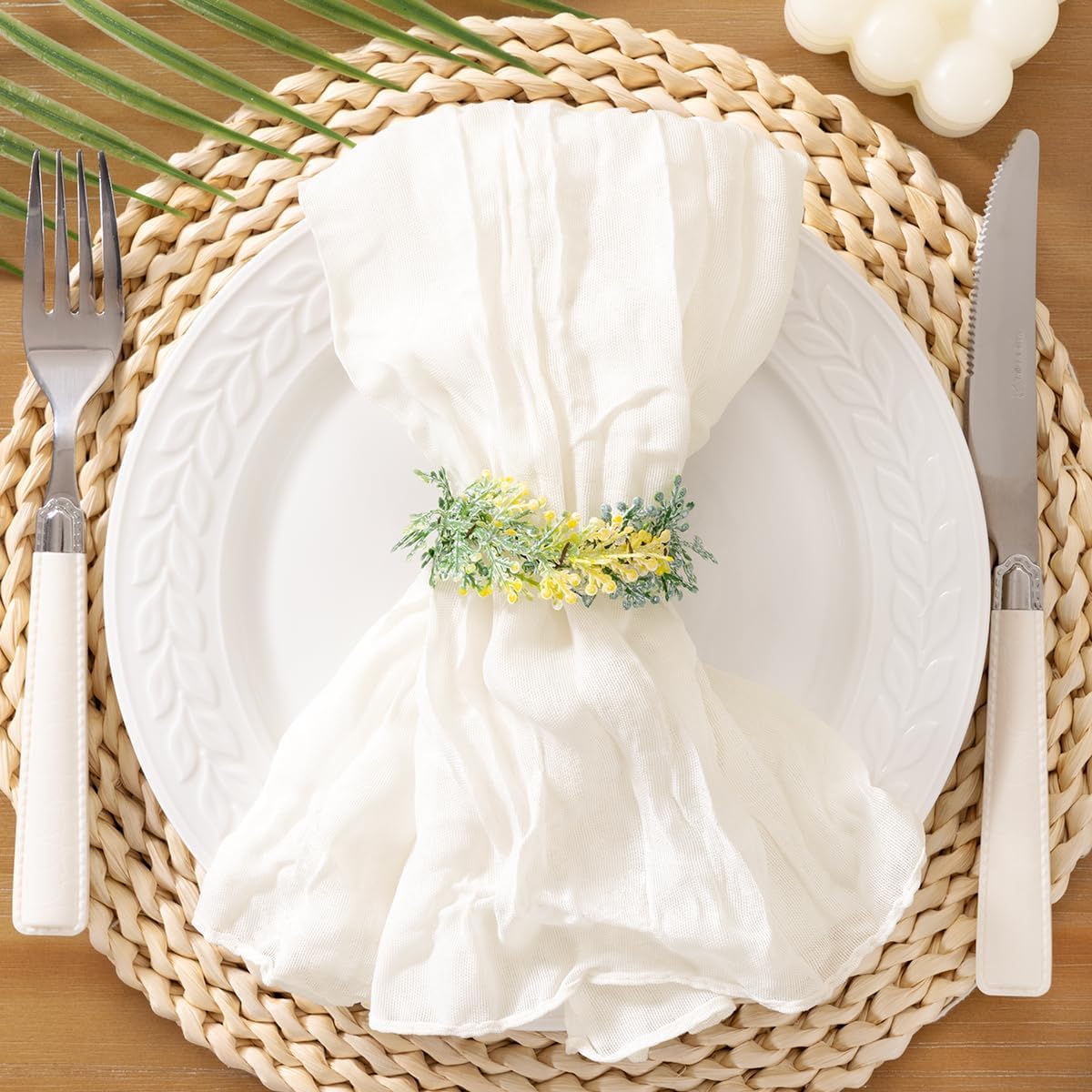 Socomi Ivory White Cheesecloth Napkins Fall Thanksgiving Cheese Cloths Gauze Set of 50 Boho Washable Dinner Table Napkins for Wedding Party Baby Shower Birthday Party Decor