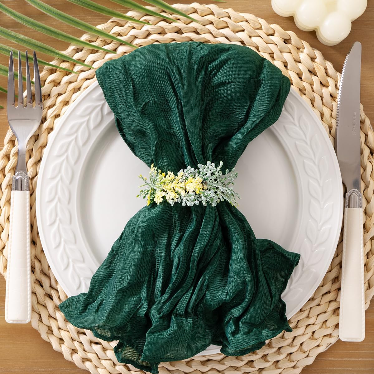 Socomi Emerald Green Cheesecloth Napkins — Set of 50