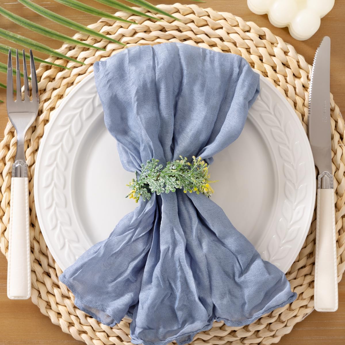 Socomi Dusty Blue Cheesecloth Napkins — Set of 50