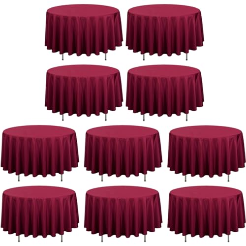 LTC LINENS 10 Pack 90 Inch Round Tablecloth Burgundy