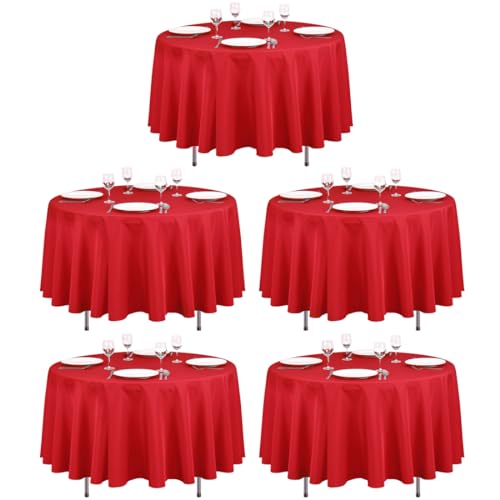 LTC LINENS 90" Round Tablecloth Red