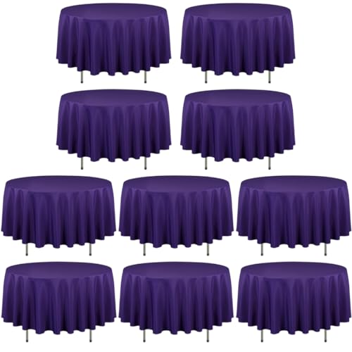 LTC LINENS 90 in. Round Tablecloth (Purple)