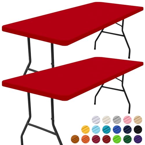 Smiry 2 Pack Rectangle Picnic Table Cloth (Red)