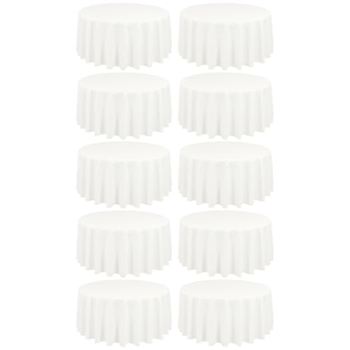 REWOMC 10 Pack Ivory Round Tablecloths