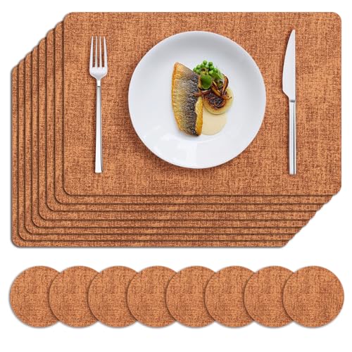 MOSAYT Placemats Set of 8 (12 x 18, Orange)