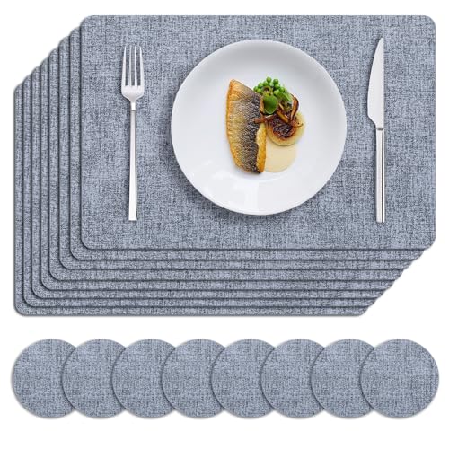 MOSAYT Faux Leather Placemats (Sky Blue)