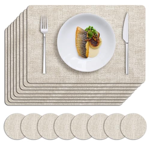 MOSAYT Faux Leather Placemats (Beige)