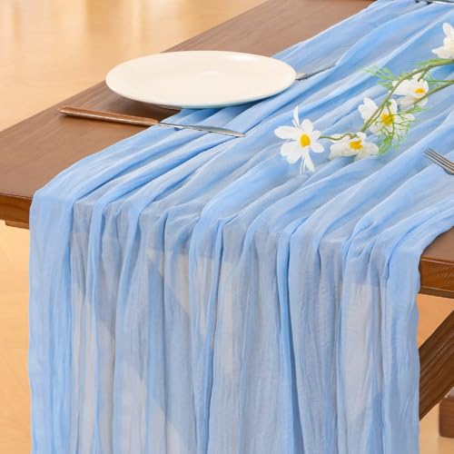 Socomi Light Blue Cheesecloth Runner