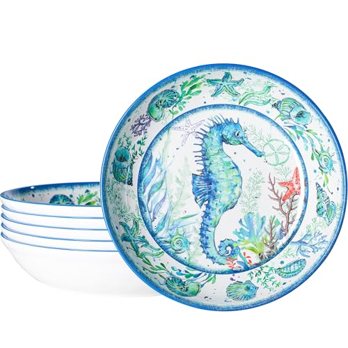 LEHAHA Melamine Pasta Bowls (Set of 6)