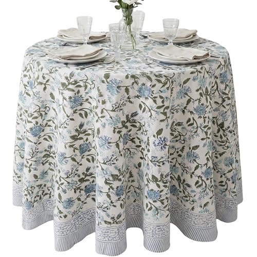 ATOSII Mahoka Blue 100% Cotton 72" Round