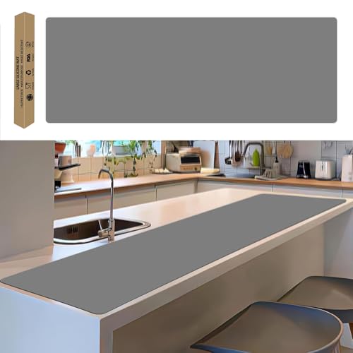 Large Silicone Mat, 78.7x 15.7 Extra Thick Heat Resistant Mats, Nonslip Kitchen Countertop Protector Mat, Cuttable Waterproof Counter Protector Mat for Kitchen Island Workbench (Dark Gray)