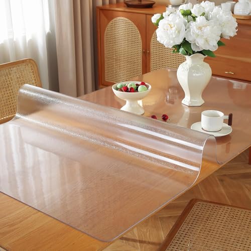 Frosted Clear Table Protector 36 x 72 Inch, 1.5mm Thick Plastic Table Cover, Waterproof PVC Clear Table Cover Protector, Desk Protector Mat, Writing Desk Pad for Desktop, Coffee & Dining Room Table