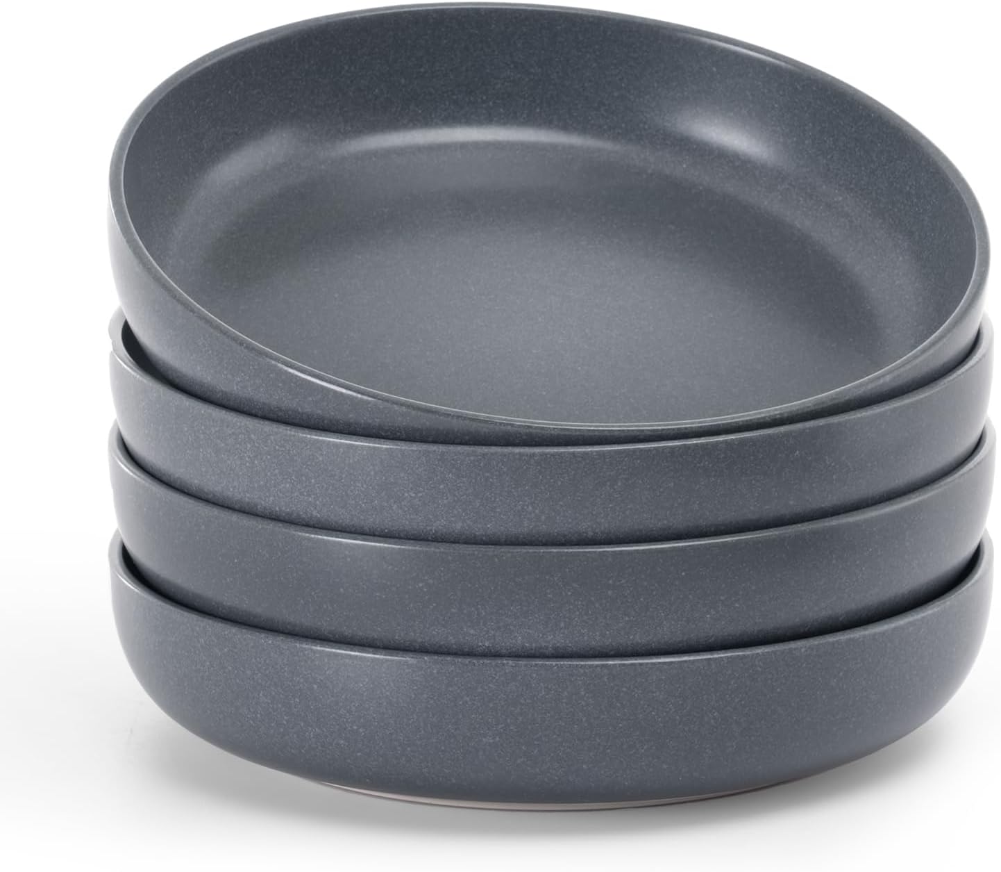 famiware Milkyway Pasta Bowls Set of 4, 8.5" Large Salad Bowls, Double Reactive Glaze, Stackable, Ideal for Housewarming, Matte Dark Charcoal