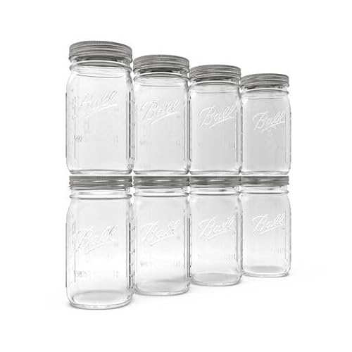 Ball Wide Mouth Glass Mason Jars 32 Oz (Pack of 8)