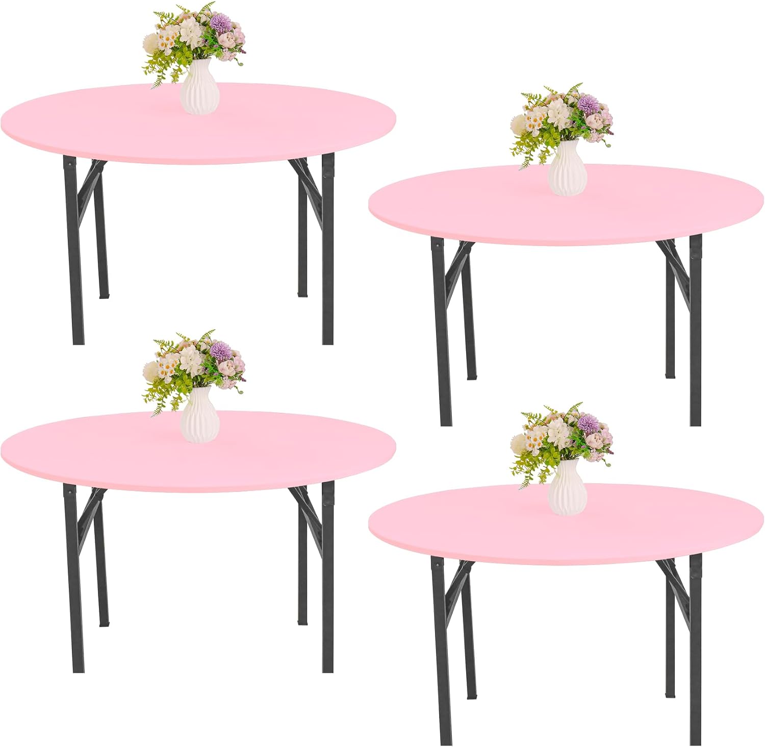 JALANCY 4 Pieces Round Spandex Tablecloth