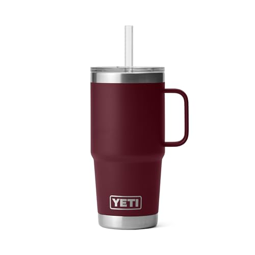 YETI Rambler 25 oz Straw Mug, Vacuum Insulated, Stainless Steel, Wild Vine Red