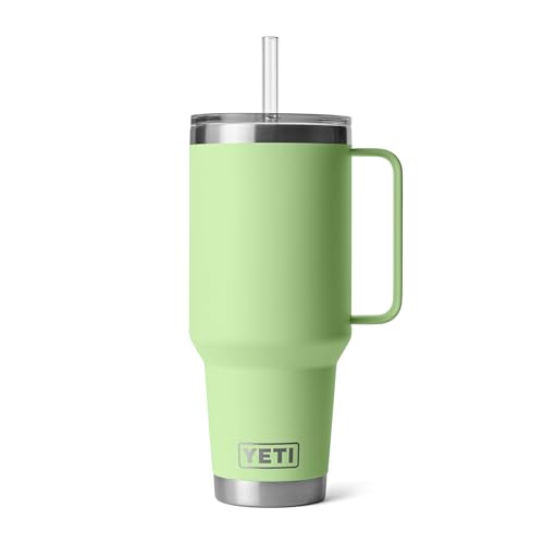 YETI Rambler 42 oz Tumbler with Handle and Straw Lid, Travel Mug Water Tumbler, Vacuum Insulated Cup with Handle, Stainless Steel, Key Lime
