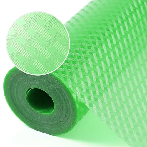 Green Fridge Liner Shelf Liners for Kitchen Cabinet Refrigerator Liners Waterproof & Oil-Proof Kitchen Cupboard Liner Non Adhesive Drawer Mats EVA Material for Shelves 11.8 x 393.7 Inches